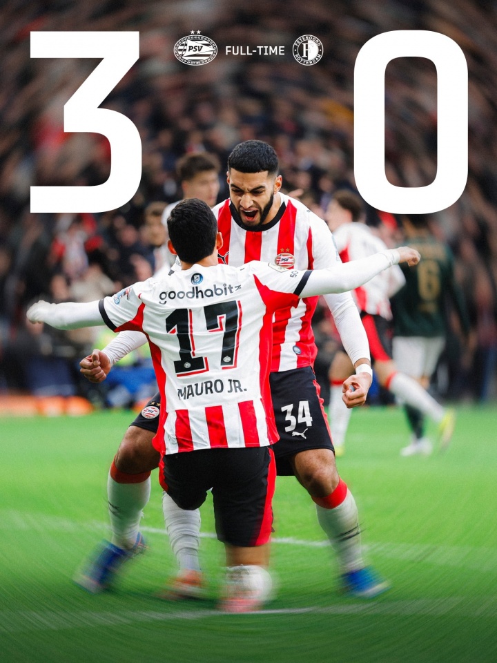 海星体育官网-统治力！埃因霍温3-0横扫费耶诺德，17分领跑荷甲三连冠在望